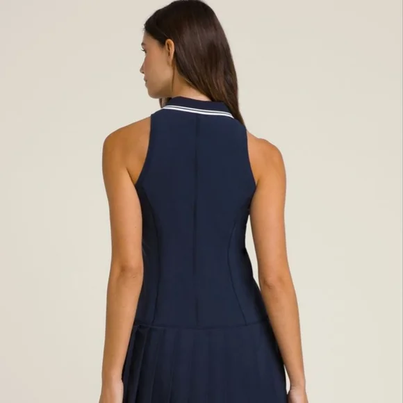 Nwt Wilson Ellis Navy Drop waist Pleated Preppy Tennis Dress s